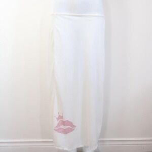 y2k pink glitter kiss lace slip skirt reworked vintage mcbling